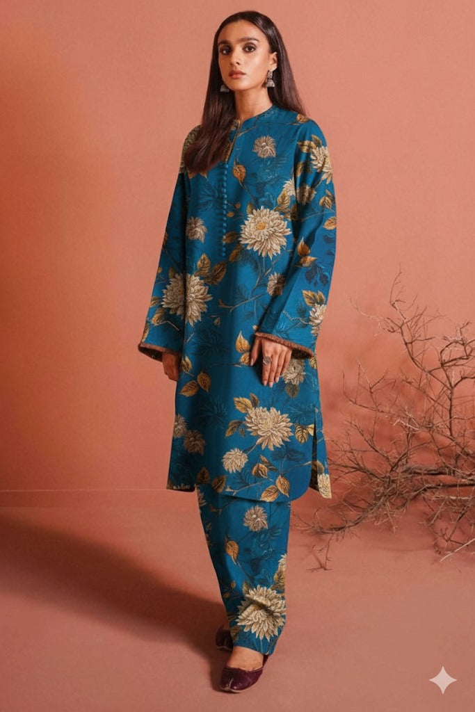 Teal Garden Bloom Print 2-piece