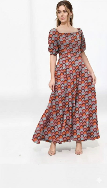 Multicolor Wave Printed Frock